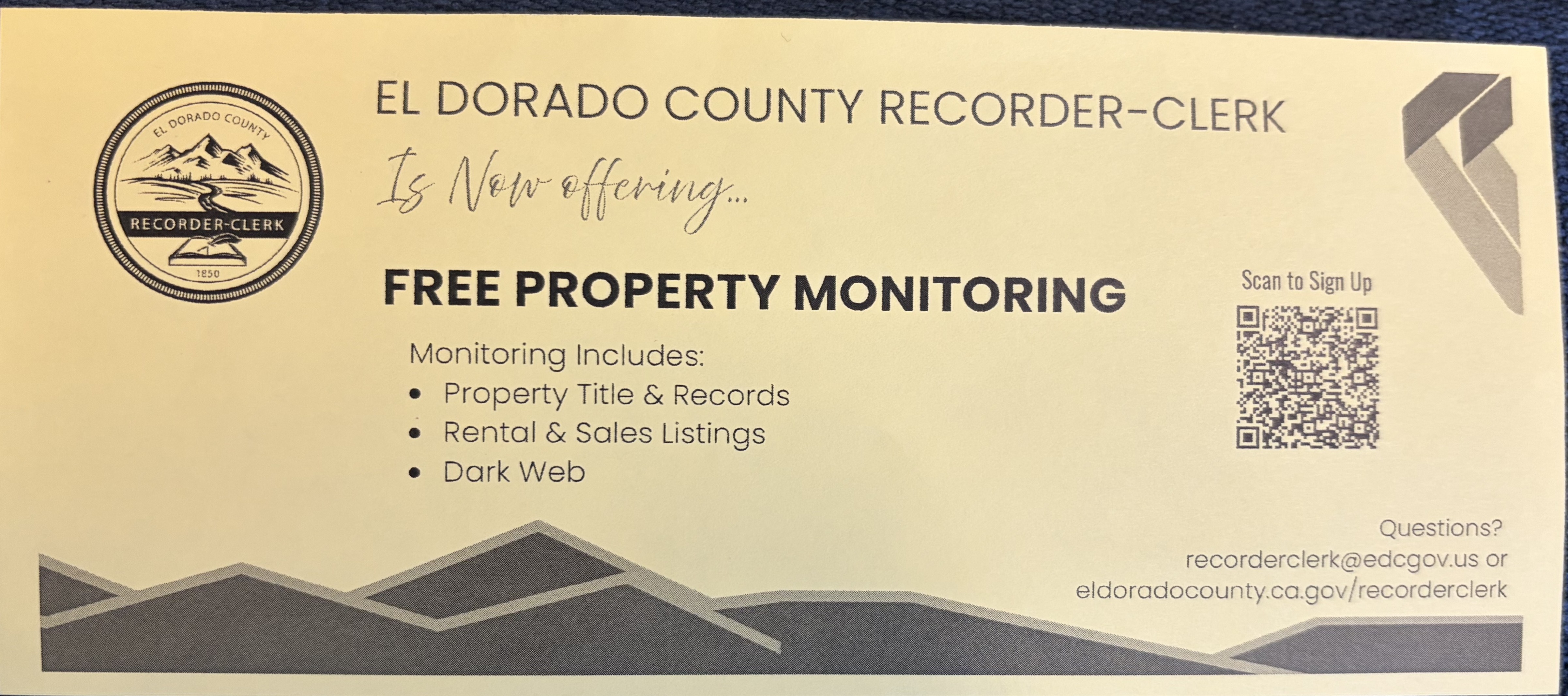 Free Property Monitoring Flyer with QR code